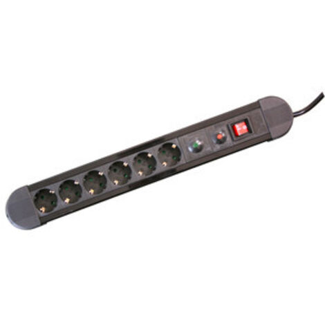 Base 6 tomas con protector de sobrecargas Negra Electro DH 36.256 8430552083312