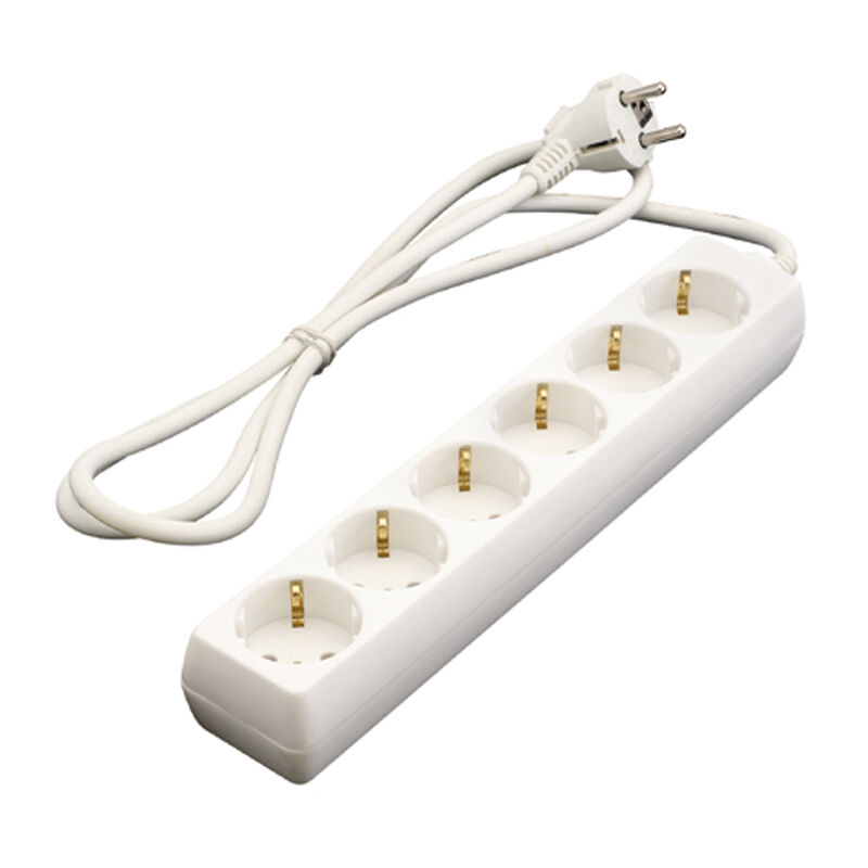 

Base multiple 6 tomas s/interruptor 1,5m blanco