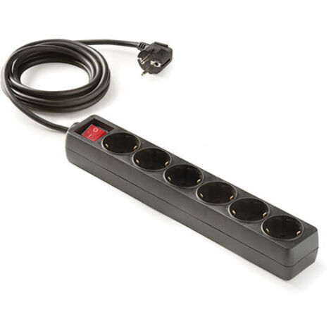 BASE 6 USCITE TT CON INTERRUTTORE A CAVO 1,5M.Â NERO
