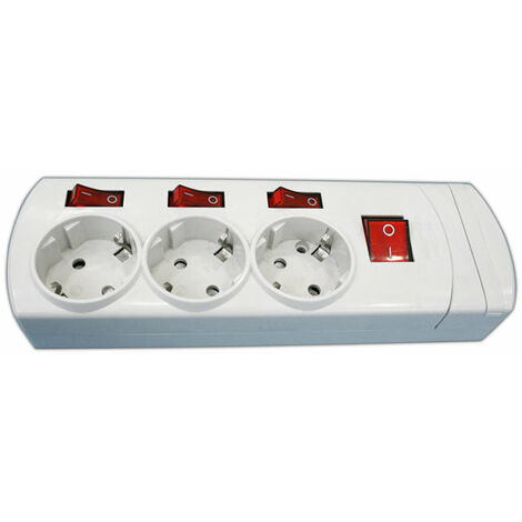 Base a tre uscite con interruttore indipendente 16A/250V senza cavo Electro DH. Termoindurente 36.186/SC 8430552130139