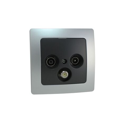 Base Antena Empotrar TV + Radio Y Satelite PLATA/GRIS