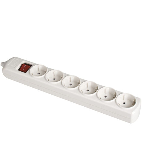 Base bipolar 6 tomas con t/tl 10/16 a 250 v blanco + interruptor luminoso.