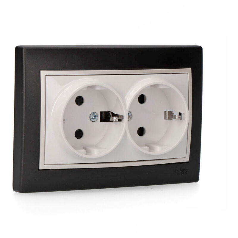 

SOLERA Base bipolar fija doble 2p+t 16a negro s.europa solera