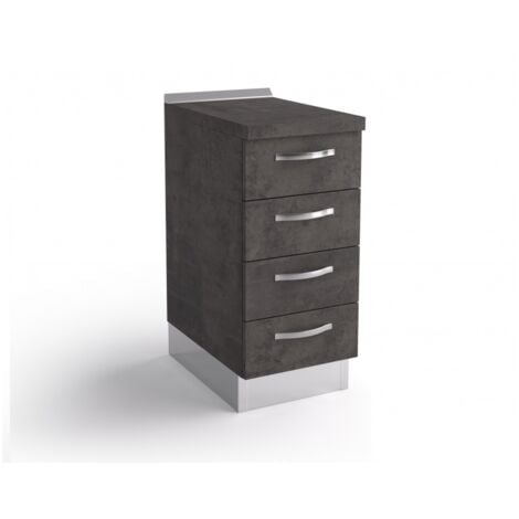 Base cassettiera cucina 40x60x84 cm in legno color lava con quattro cassetti - Massa
