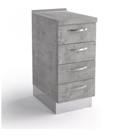 Base cassettiera cucina 40x60x84 cm in legno grigio cemento con quattro cassetti - Massa