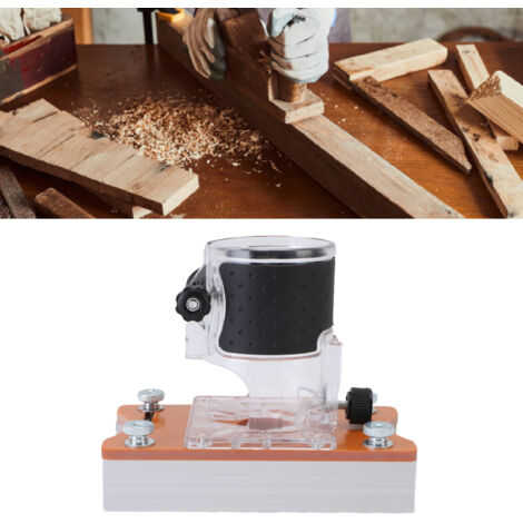 Base compacta 2 en 1 para fresadoras de madera, para fresas de 65 mm, placa ajustable de 0 a 5 cm, aluminio/plástico, incluye fresa y caja de almacenamiento.