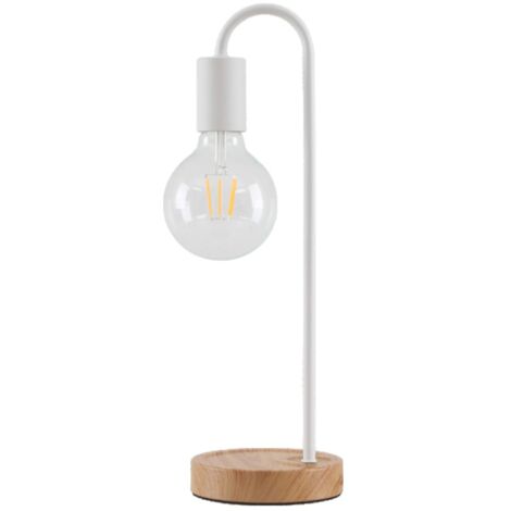 Base con Cable e Interruptor E27 para Lámpara de Mesa en Blanco y Marrón