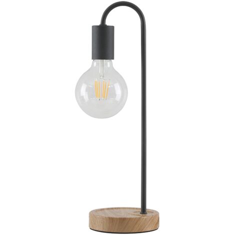 Base con Cable e Interruptor E27 para Lámpara de Mesa en Negro y Marrón