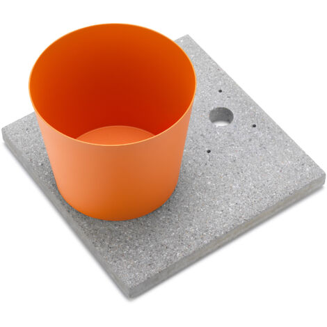 Base con Vaschetta per Fontane con Ghiera Grande 40x40x5 cm in Cemento Belfer 42/BSE/3 Arancione
