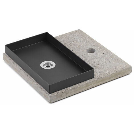 Base con Vaschetta per Fontane con Ghiera Grande 40x40x5 cm in Cemento Belfer 42/BSE/5 Antracite