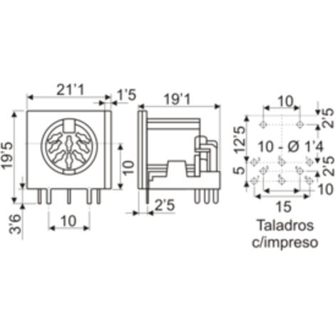 Base conector DIN 6 contactos Electro Dh 10.146/6 8430552062317