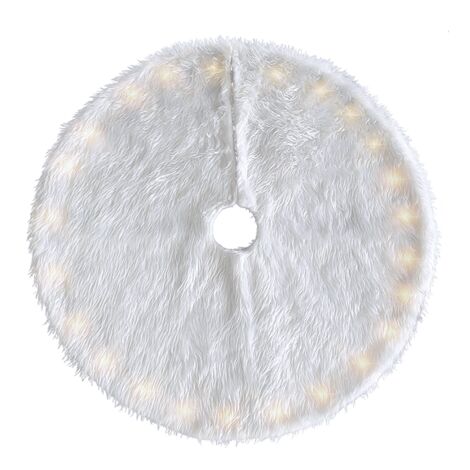 Base Cover árbol de navidad de felpa alfombra blanca 110cm con minilues LED