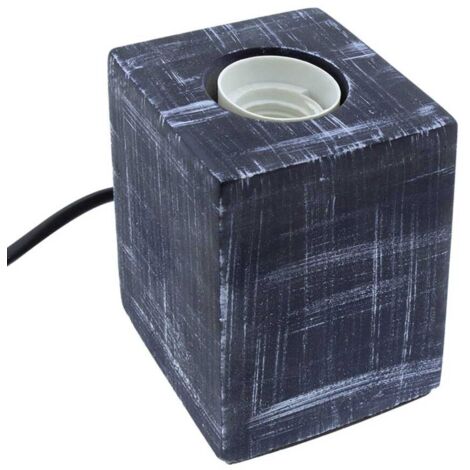 BASE CUBO CEMENTO GRIS OSCURO CON PORTALAMPARAS E27