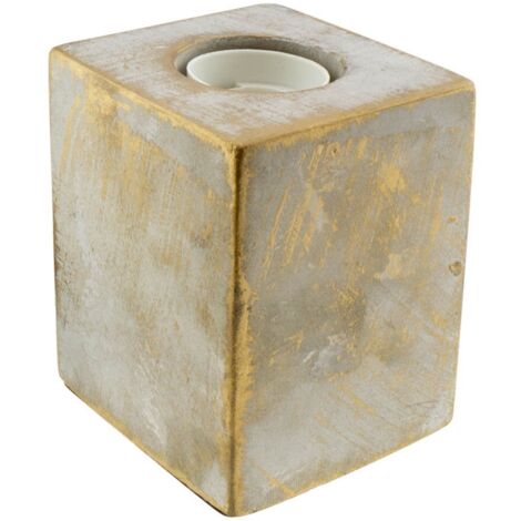 BASE CUBO CEMENTO MARRON CON PORTALAMPARAS E27