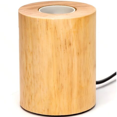 Base cylindrique en bois pour abat-jour, sans ampoule