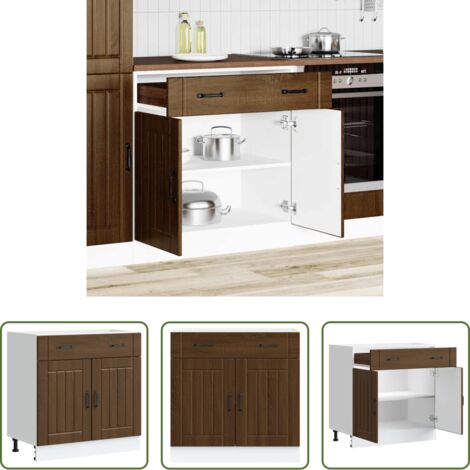 Base da cucina -  Base da Cucina Lucca Rovere Marrone in Legno Multistrato