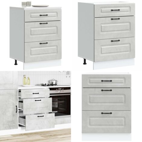Base da Cucina Kalmar Grigio Cemento in Legno Multistrato - Mobile da cucina - Armadio da cucina