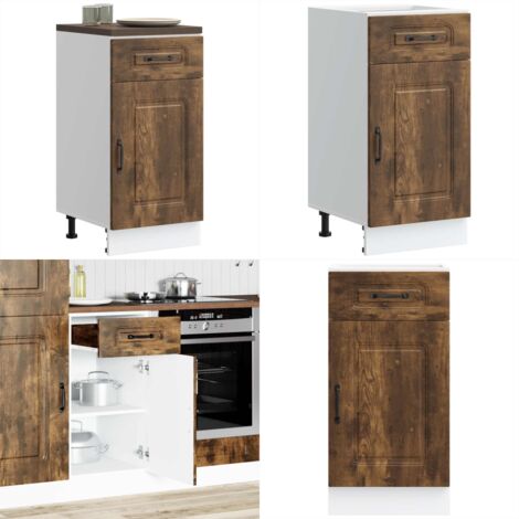 Base da Cucina Kalmar Rovere Fumo in Legno Multistrato - Base da cucina - Armadio da cucina in truciolato