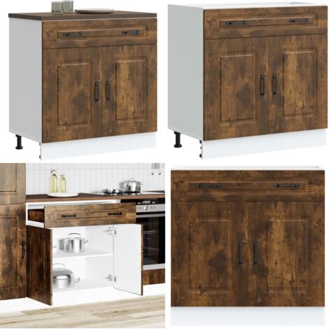 Base da Cucina Kalmar Rovere Fumo in Legno Multistrato - Base da cucina - Armadio da cucina multistrato