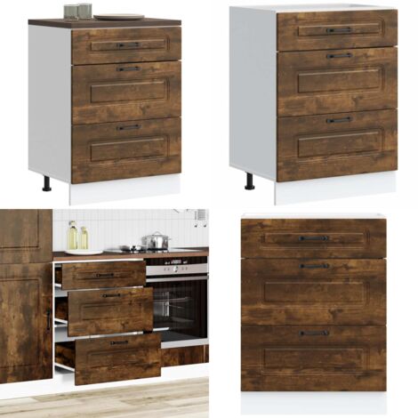 Base da Cucina Kalmar Rovere Fumo in Legno Multistrato - Mobile da cucina - Armadio da cucina