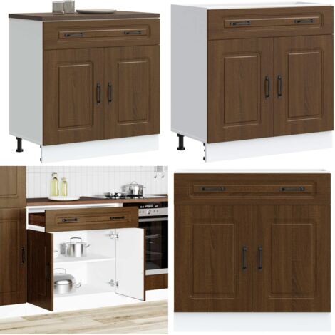 Base da Cucina Kalmar Rovere Marrone in Legno Multistrato - Mobile da cucina - Armadio da cucina
