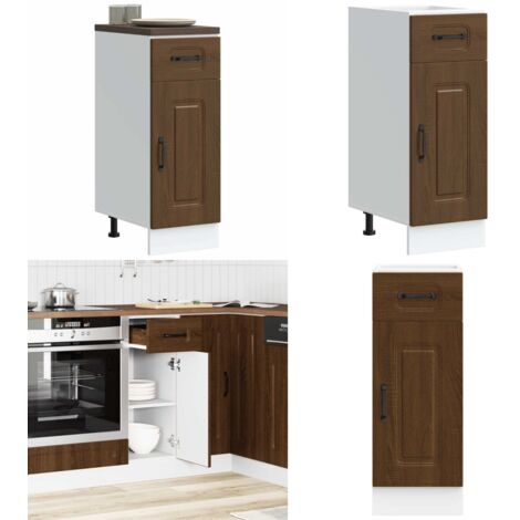 Base da Cucina Kalmar Rovere Marrone in Legno Multistrato - Mobile da cucina - Armadio da cucina