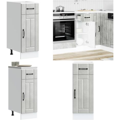 Base da Cucina Lucca Grigio Cemento in Legno Multistrato - Base da cucina - Armadio in truciolato