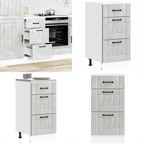 Base da Cucina Lucca Grigio Cemento in Legno Multistrato - Mobile da cucina - Armadietto da cucina