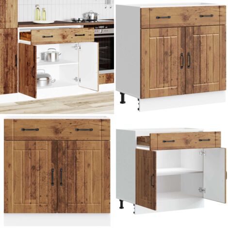 Base da Cucina Lucca Legno Antico in Legno Multistrato - Armadio da cucina - Mobile da cucina
