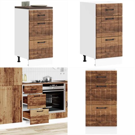 Base da Cucina Lucca Legno Antico in Legno Multistrato - Mobile da cucina - Armadio da cucina