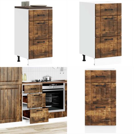 Base da Cucina Lucca Rovere Fumo in Legno Multistrato - Mobile da cucina - Armadi da cucina