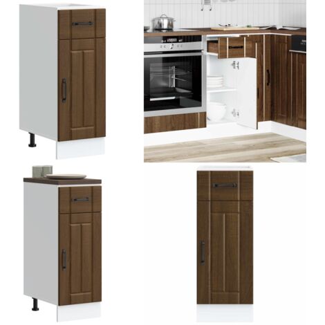 Base da Cucina Lucca Rovere Marrone in Legno Multistrato - Base da cucina - Armadio in truciolato