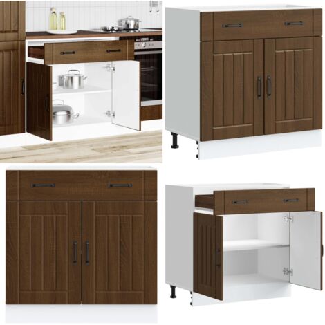 Base da Cucina Lucca Rovere Marrone in Legno Multistrato - Base da cucina - Armadio in truciolato
