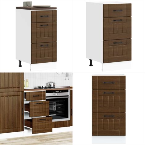 Base da Cucina Lucca Rovere Marrone in Legno Multistrato - Mobile da cucina - Armadio da cucina