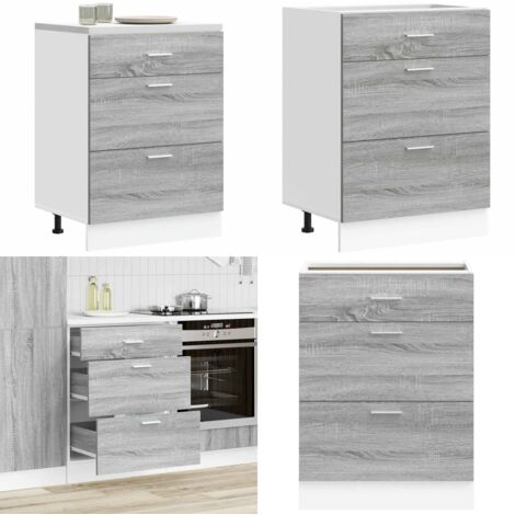 Base da Cucina “Lyon” Grigio Sonoma in Legno Multistrato - Mobile da cucina - Armadio da cucina