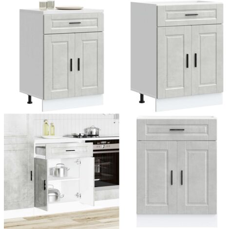 Base da Cucina Porto Grigio Cemento in Legno Multistrato - Base da cucina - Armadio in truciolato