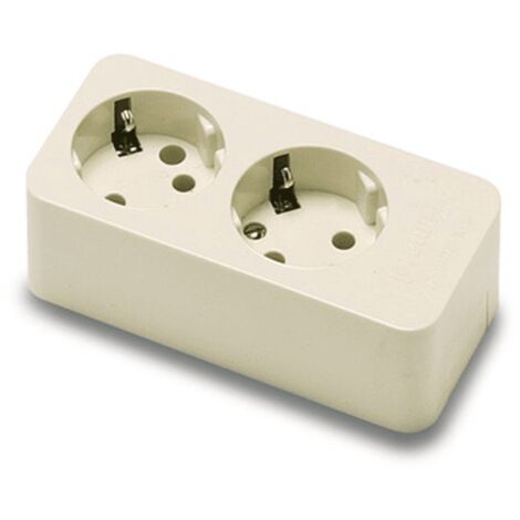 Base de 2 tomas TT lateral superficie 250V  Beige