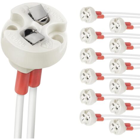 Base de Bi-Pin, G4, GU5.3, G6.35, GY6.35, GX5.3 MR16, GZ4 MR11, support de lampe de corps en céramique à douille incandescente halogène (12pcs)