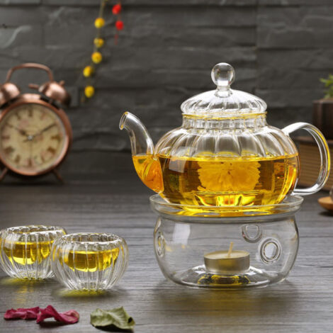 Base de Chauffage pour Théière en Verre Borosilicate Épais Résistant à Haute Température avec Bougie