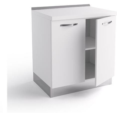 Base de cocina 80x60x84 cm en madera blanco mate con dos puertas - Massa