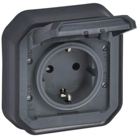 Base de corriente Legrand Plexo monobloc de empotrar IP55 16A 2P+T embornamiento con tornillos Antracita