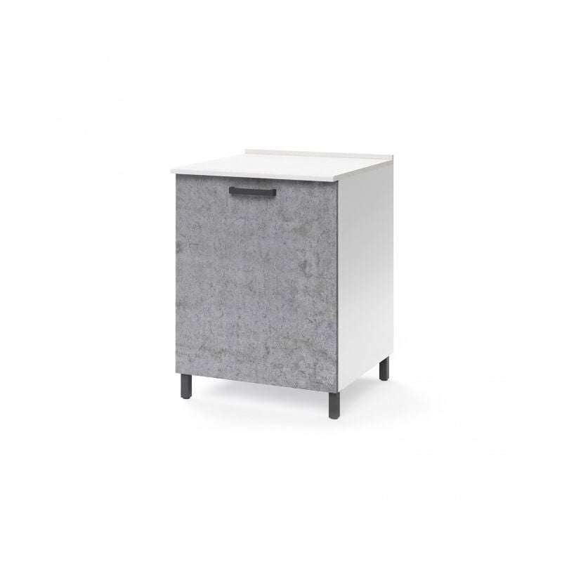 Base de cuisine 60x50x85 cm en bois blanc frêne et béton - Antartide