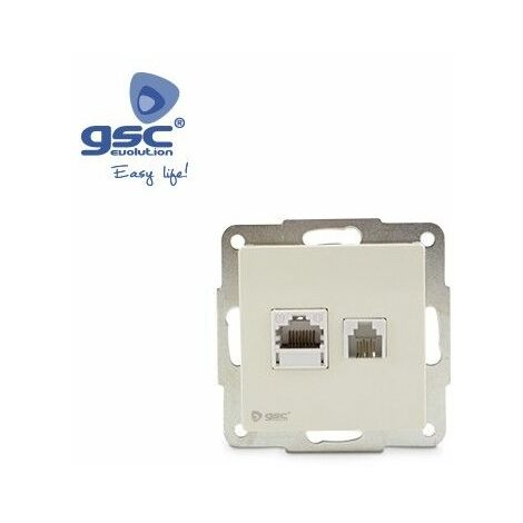 Base de dats RJ11 + RJ45 Blanco 56x56mm GSC 000201016