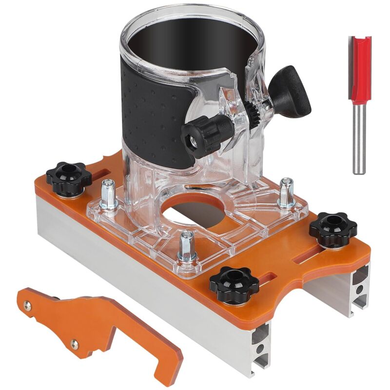 Base de Défonceuse à Bois, Localisateur de Rainurage avec Fraise 1/4' pour Affleureuse à Bois de 65 mm, Accessoires de Défonceuse Plongeante pour les