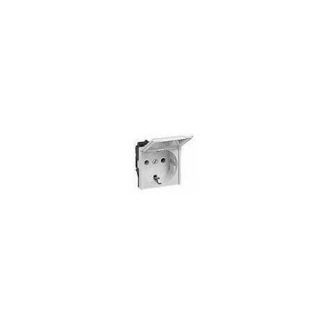 Base de enchufe 2P+TT blanco con tapa Legrand Mosaic 77219