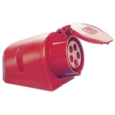 Base de enchufe CEE 16 A 400 V posición 6 h con tapa abatible IP44