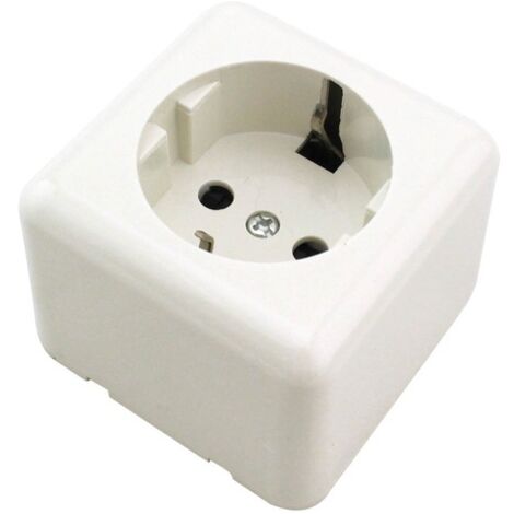 Base de enchufe schuko 2P+TT Blanco 60x60x45mm 16A250V GSC 0201028