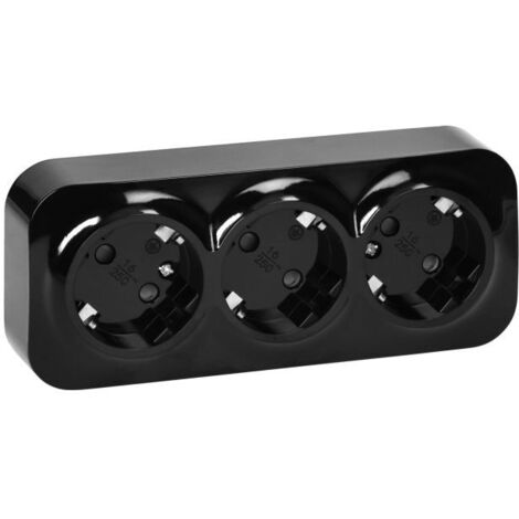 Base de enchufe triple Schuko ToDo 2P+Z IP20 negra