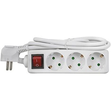 Base de enchufes 3 Tomas con Interruptor Cable 31,5 3m
