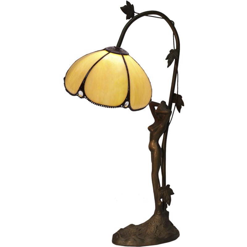 Lampe de table Tiffany pied de figurine série Virginia D-20cm lumière directe